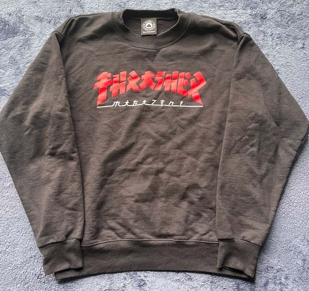 Thrasher Magazine Chinese Letter Logo Crewneck Sweatshirt Adult Small Black Red